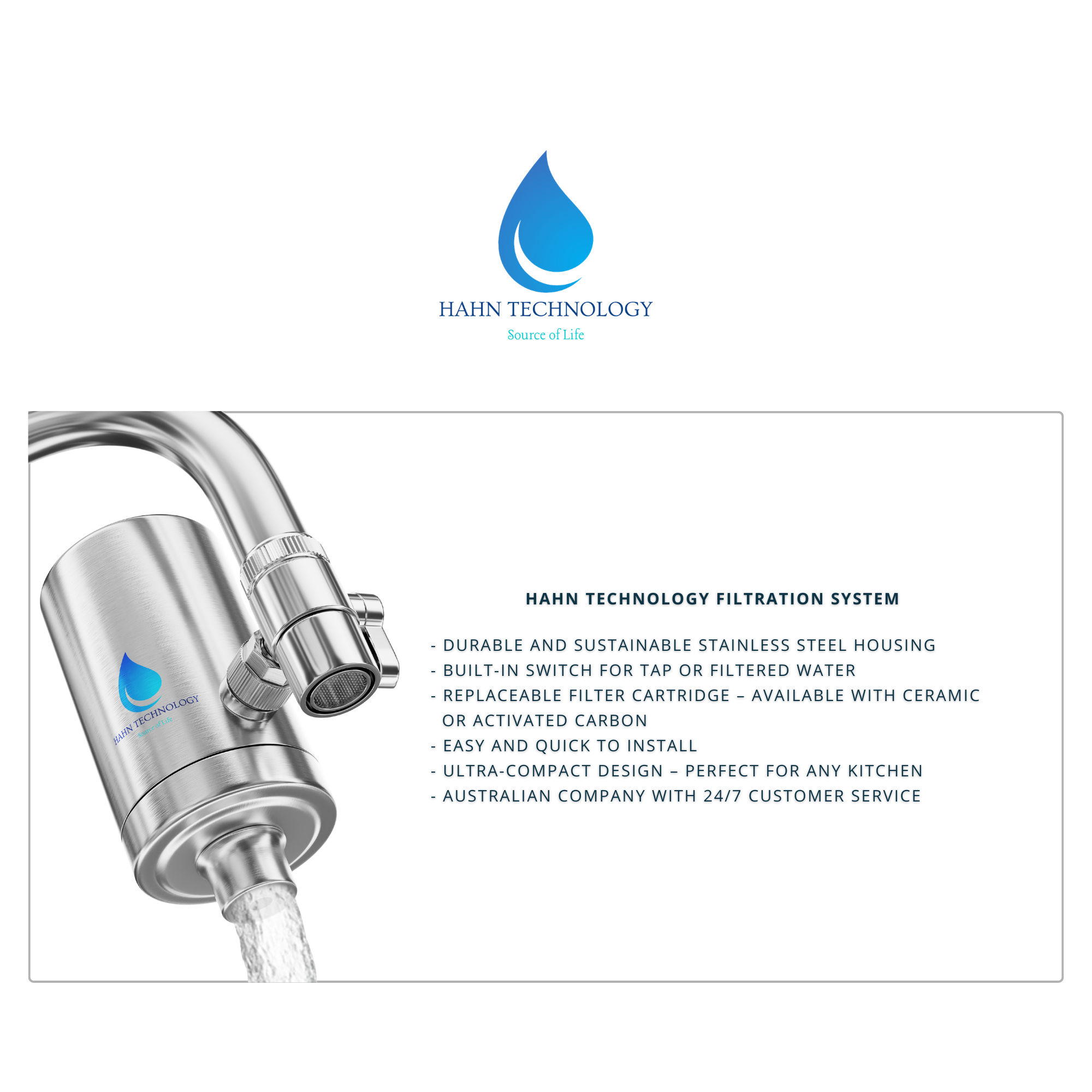 Hahn Technology® Stainless Steel Tap Water Filtration System